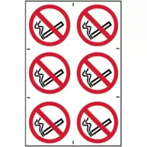 No Smoking Self Adhesive Sign (6 Pack) - 100 x 100mm