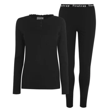 Firetrap Logo Pyjama Set Ladies - Black A line