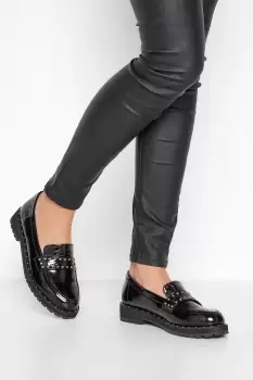 Patent Studded Loafers