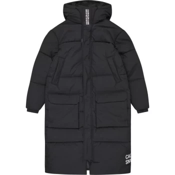 Calvin Klein Jeans Padded Long Line Parka Jacket - Black BEH