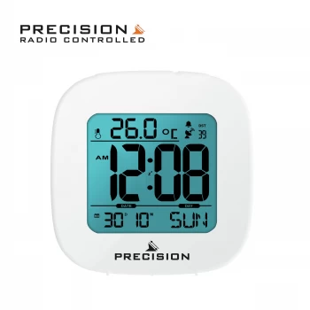 Precision Radio Controlled Digital Alarm Clock - White