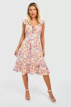 Ditsy Floral Tiered Midi Dress