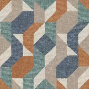 Superfresco Easy Woven Abstract Blue and Orange Wallpaper