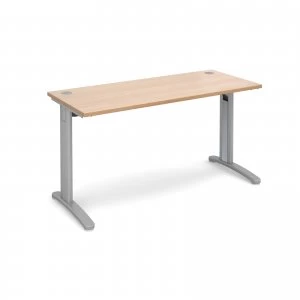 TR10 Straight Desk 1400mm x 600mm - Silver Frame Beech Top