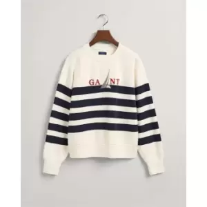 Gant Sail Striped C-Neck Sweat Evening B - Blue