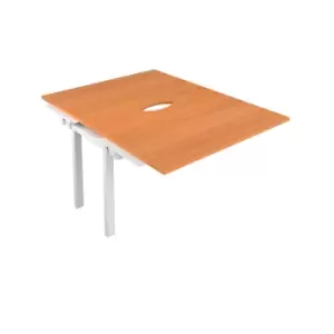 Telescopic Sliding 2 Person Extension Bench with Cut Out and White Frame - 1200mm - Beech