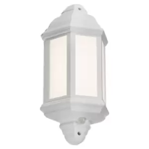 KnightsBridge 230V IP54 LED Half Wall Lantern with PIR - White