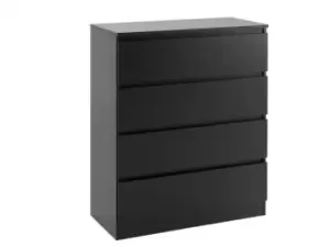 Seconique Malvern Black 4 Drawer Chest of Drawers