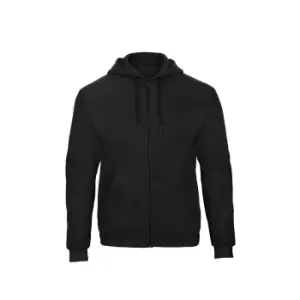 B&C Adults Unisex ID.205 50/50 Full Zip Hooded Sweatshirt (S) (Black)