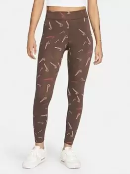 Nike AOP Leggings - Brown, Brown Size XS Women