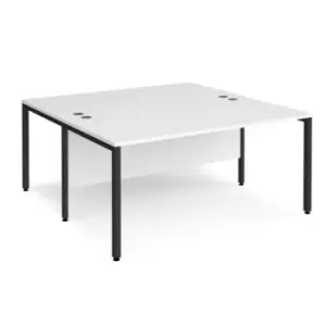 Office Desk 2 Person Rectangular Desk 1600mm White Tops With Black Frames 1600mm Depth Maestro 25