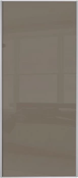 Wickes Sliding Wardrobe Door Silver Framed Single Panel Cappuccino Glass - 2220 x 762mm