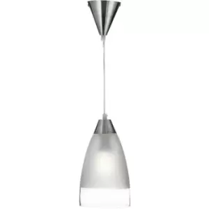 Searchlight Metal And Glass - 1 Light Ceiling Pendant Chrome with Clear And Frosted Glass Shade, E27