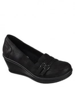 Skechers Rumblers Frilly Wedge Shoe - Black