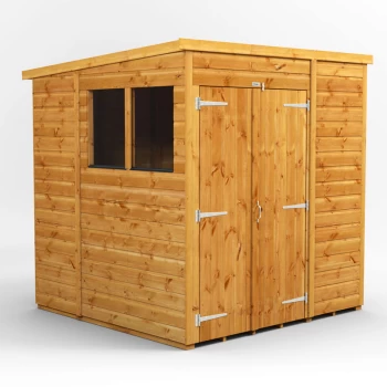 6x6 Power Pent Double Door Garden Shed - Brown