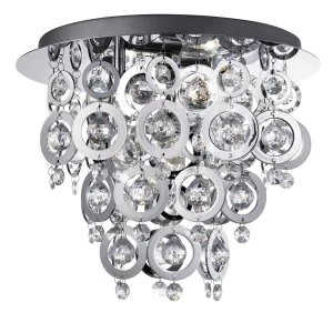 3 Light Flush Ceiling Light Chrome, E14