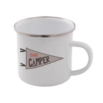 Happy Camper Enamel Mug - White