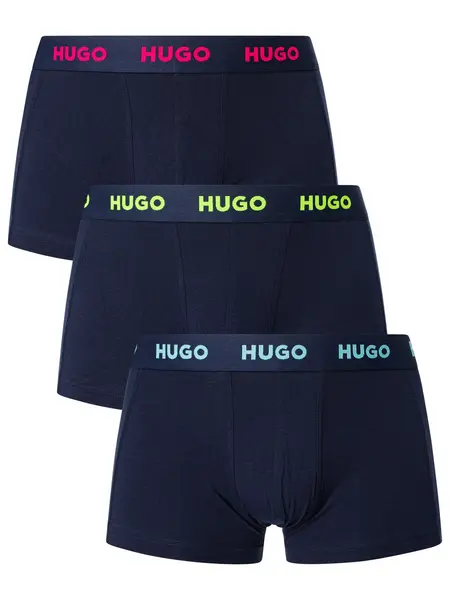 HUGO 3 Pack Trunks Navy (Blue/Green/Pink) XL