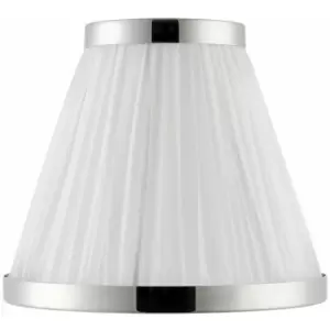 8' Luxury Round Tapered Lamp Shade White Pleated Organza Fabric & Bright Nickel