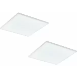 Loops - 2 pack 450mm Sleek Ceiling Light White Slim Square Low Profile 20W LED 4000K