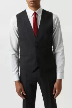 Slim Fit Plain Charcoal Wool Suit Waistcoat