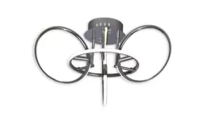 Aros Semi Flush Ceiling Light 63cm Diameter, 4 Ring, 46W LED 3000K, 2050lm, Chrome, Rf Remotre Control