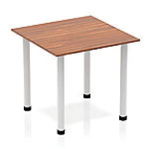 Impulse Square Table 800 Walnut Post Leg Silver