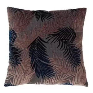 Palm Grove Velvet Jacquard Cushion Blush/Navy, Blush/Navy / 50 x 50cm / Polyester Filled