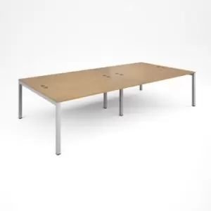 Bench Desk 4 Person Rectangular Desks 3200mm Oak Tops With White Frames 1600mm Depth Connex