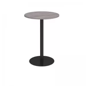 Monza circular poseur table with flat round Black base 800mm - grey