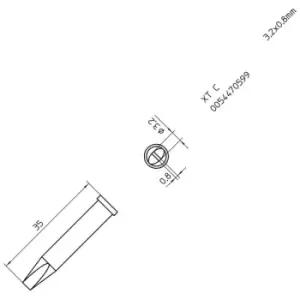 Weller Xt C Tip, Chisel, Pb-Free, 3.2X0.8Mm