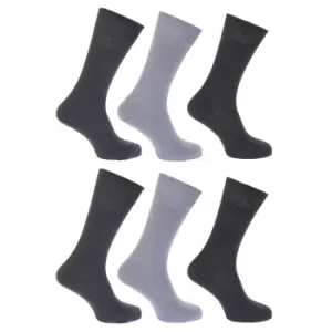 FLOSO Womens/Ladies Plain 100% Cotton Socks (Pack Of 6) (UK Shoe 4-7, EUR 35-41) (Shades of Grey)