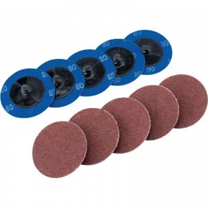 Draper 50mm Diameter Aluminium Oxide Sanding Disc 50mm 80g Pack of 10