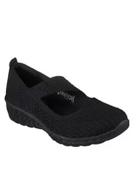 Skechers Up-Lifted Engineered Knit Slip On Ballerina - Black, Size 6, Women