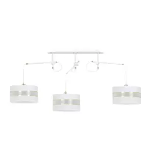 Emibig Korno White Pendant Ceiling Light with Black, Gold Fabric Shades, 3x E27