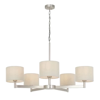 Cortina 5 Light Ceiling Pendant Matt Nickel Plate & Taupe Fabric