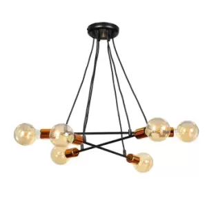 Bravo Black/Copper Multi Arm Pendant Ceiling Light 6x E27