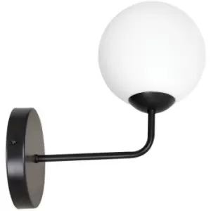 Emibig Selbi Black Globe Wall Lamp with White Glass Shades, 1x E14