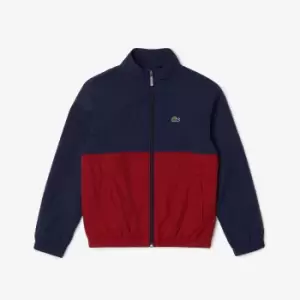 Kids' Lacoste High Neck Colour-Block Jacket Size 5 yrs Navy Blue / Bordeaux