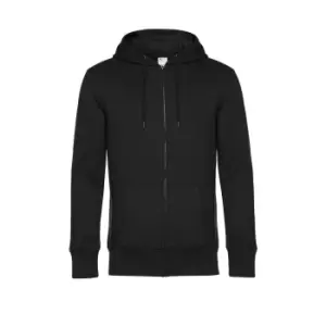 B&C Mens King Zipped Hooded Sweat (4XL) (Black Pure)