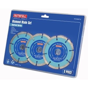 Faithfull Contract Diamond Blade Set of 3 115 x 22.2mm