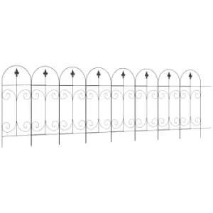 Outsunny Decorative Garden Fencing, 8PCs 44" x 12.5ft Outdoor Picket Fence Panels, Rustproof Metal Wire Landscape Flower Bed Border Edging, Black