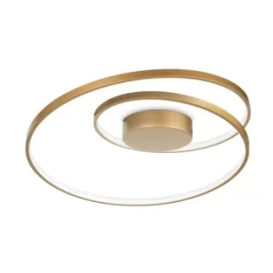 Ideal Lux LED Decorative Swirl Integrated LED Semi Flush Light Gold, 3000K