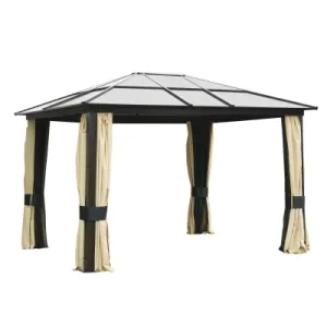 Outsunny Garden Party Tent Gazebo 3x3.6 m-Brown/Beige