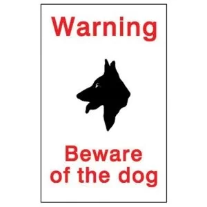 The House Nameplate Company Beware Of The Dog Self-Adhesive Labels, (H)150mm (W)100mm