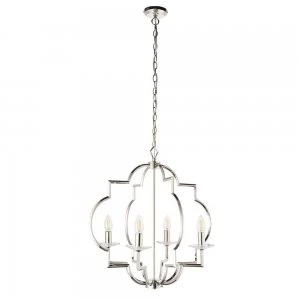 4 Light Ceiling Pendant Polished Nickel & Clear Crystal Glass, E14