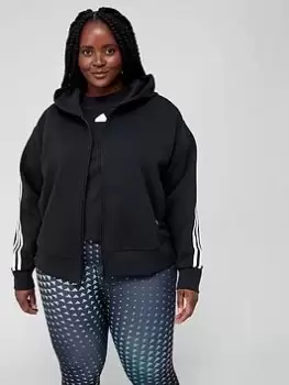 adidas Sportswear Future Icons 3 Stripe Full Zip Hoodie - Plus Size - Black, Size 2X, Women