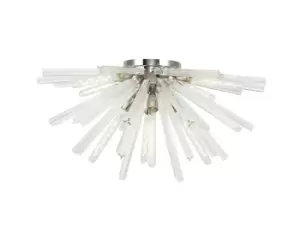 8 Light E27, Semi Flush Polished Nickel , Clear Glass