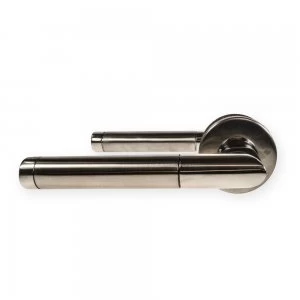 LocksOnline Saturn Stainless Steel Lever Door Handle on Rose