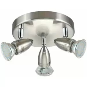 Flush 3 Spot Ceiling Light Colour Satin Nickel Chrome Shade Bulb GU10 3x3W